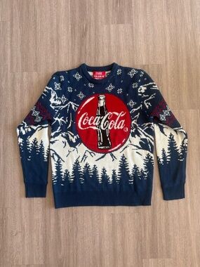 Coca Cola Navy & Red Holiday Sweater - Men's Medium Pull&Bear